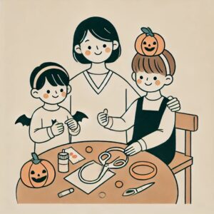 親子でハロウィンのカチューシャ作り